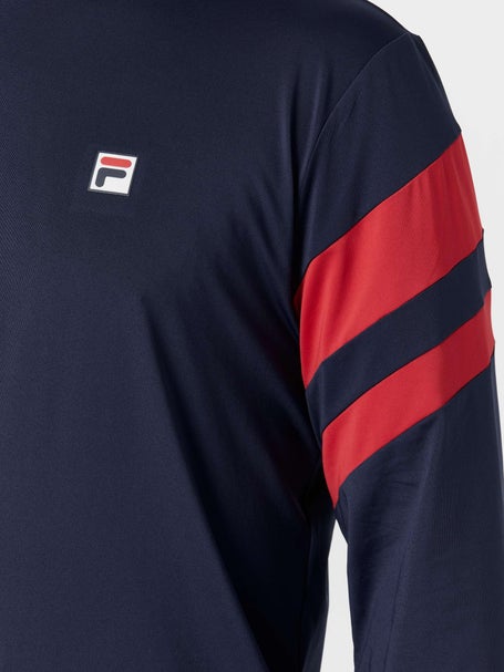 Fila Mens Essential Long Sleeve Hoodie - Navy/Red