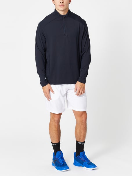 IBKUL Mens 1/2 Zip Mock Long Sleeve - Black