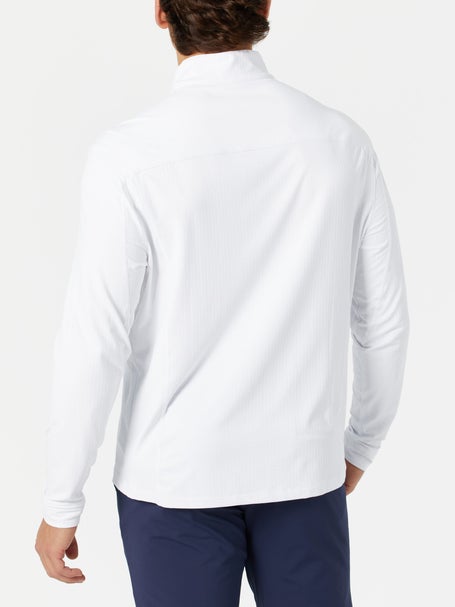 IBKUL Mens 1/2 Zip Mock Long Sleeve - White