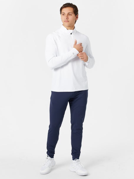 IBKUL Mens 1/2 Zip Mock Long Sleeve - White