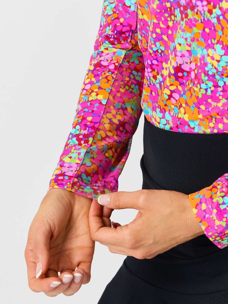 IBKUL Womens Allana Long Sleeve Zip Mock - Hot Pink