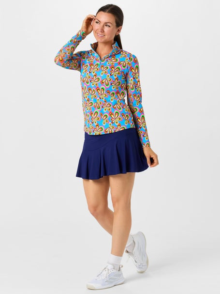 IBKUL Womens Arya Long Sleeve Zip Mock - Turquoise