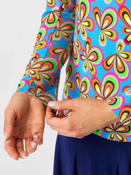 IBKUL Womens Arya Long Sleeve Zip Mock - Turquoise