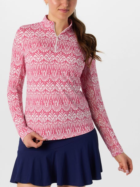 IBKUL Womens Barbara Long Sleeve Zip Top - Watermelon
