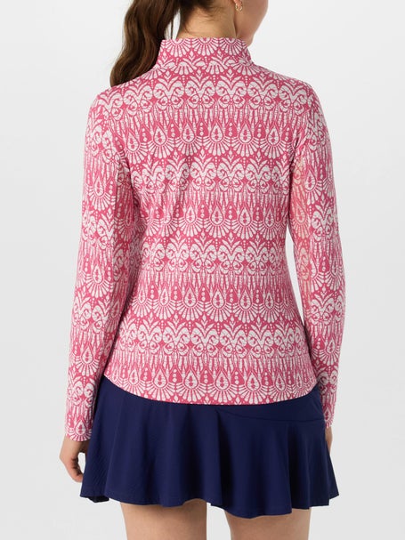 IBKUL Womens Barbara Long Sleeve Zip Top - Watermelon