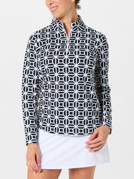 IBKUL Womens Carolyn LS Zip Mock - Black