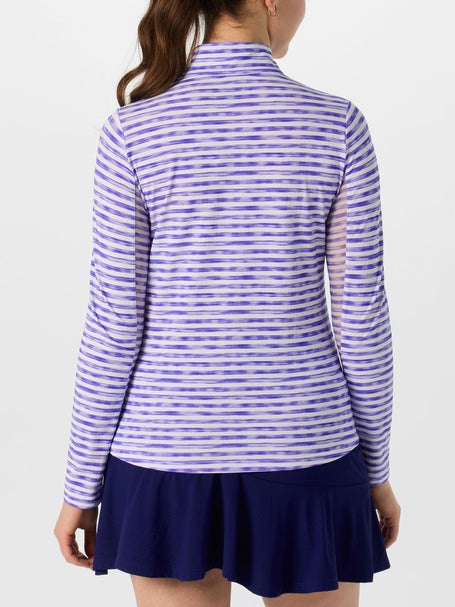 IBKUL Womens Landon Stripe II Zip Top