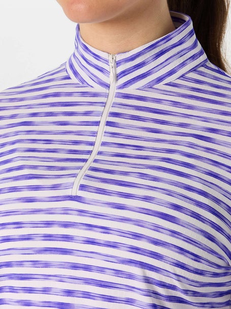 IBKUL Womens Landon Stripe II Zip Top