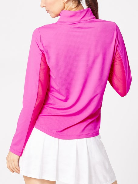 IBKUL Womens Long Sleeve Mock Top - Hot Pink