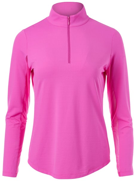 IBKUL Womens Long Sleeve Mock Top - Hot Pink