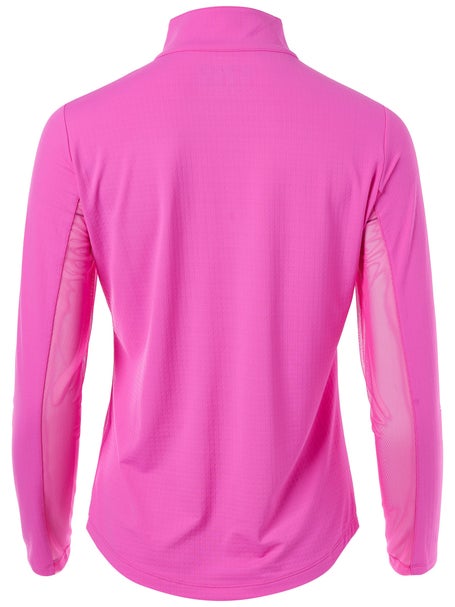 IBKUL Womens Long Sleeve Mock Top - Hot Pink