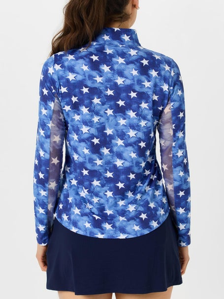 IBKUL Womens Long Sleeve Zip Mock - American Dream