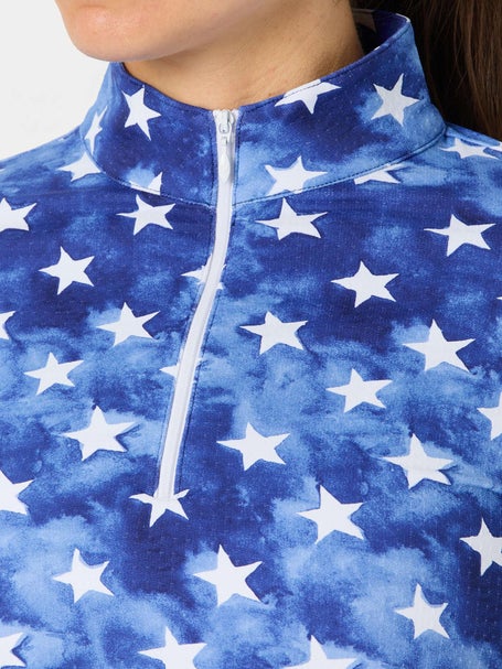 IBKUL Womens Long Sleeve Zip Mock - American Dream