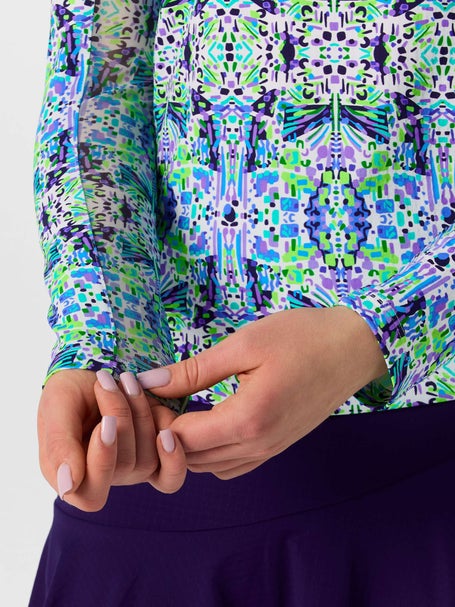 IBKUL Womens Ridley Long Sleeve Zip Mock - Navy