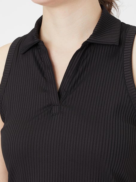 KSwiss Womens Core Sleeveless Rib Polo - Black