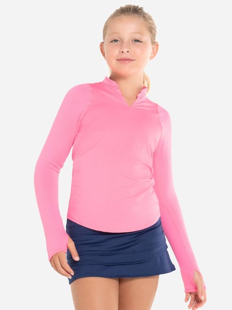 Lucky in Love Girls Mandarin Collar LS - Pink