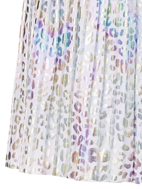 Lucky in Love Girls Rainbow Leopard Pleat Skirt