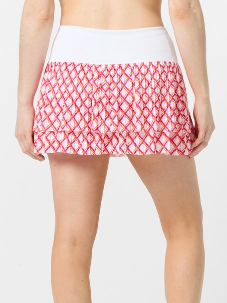 Lucky in Love Womens Long Classic Grid Pleat Skirt