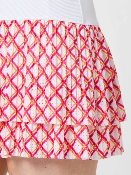 Lucky in Love Womens Long Classic Grid Pleat Skirt