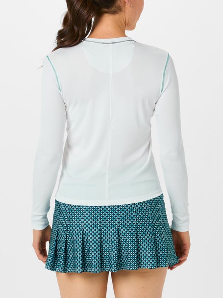 Lucky In Love Womens Eyelet Riviera Henley Long Sleeve