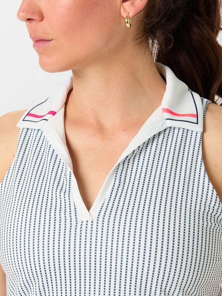 Lucky in Love Womens Glow Set Stripes Polo Tank