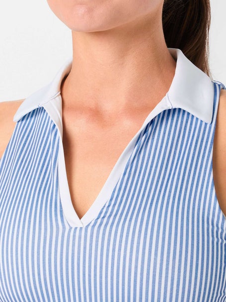 Lucky In Love Womens Hip Fit Linen Stripe Tank