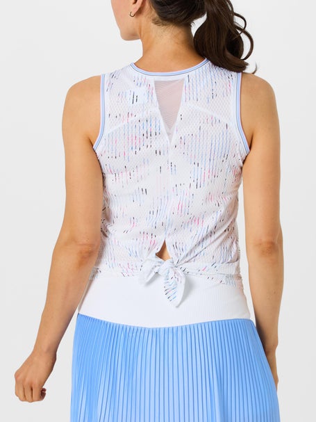 Lucky In Love Womens Love Me Blue Tie Back Tank