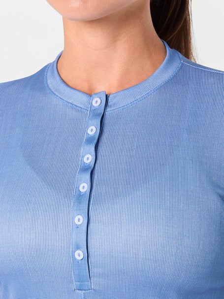 Lucky In Love Womens Linen Play Long Sleeve Henley