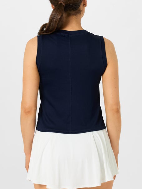 Lucky in Love Womens Hip Fit Rib Muscle Tank - Navy