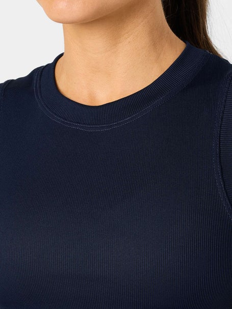 Lucky in Love Womens Hip Fit Rib Muscle Tank - Navy