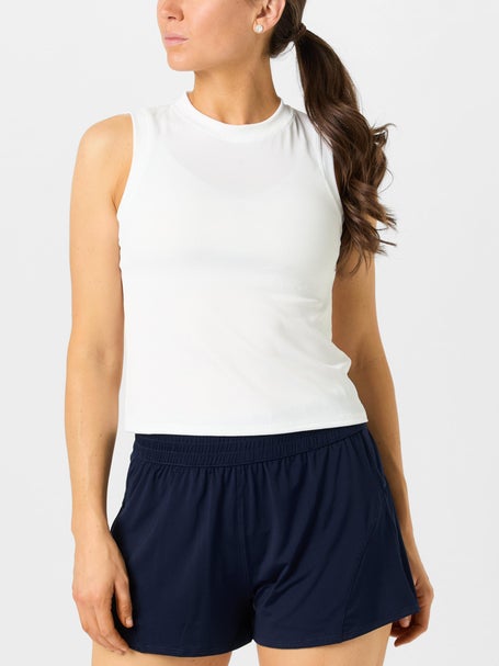 Lucky in Love Womens Hip Fit Rib Muscle Tank - White