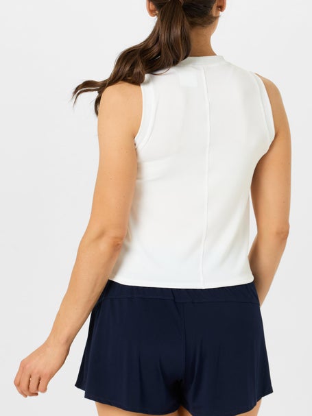 Lucky in Love Womens Hip Fit Rib Muscle Tank - White