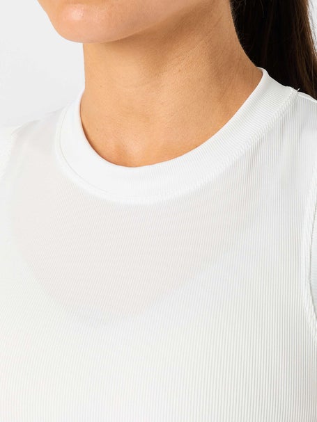 Lucky in Love Womens Hip Fit Rib Muscle Tank - White
