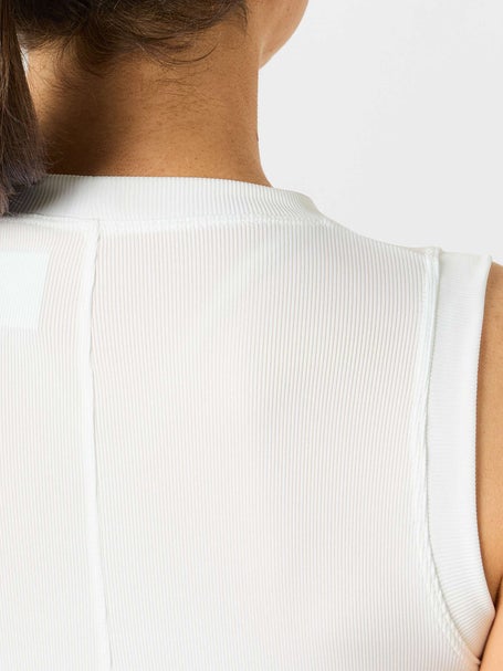 Lucky in Love Womens Hip Fit Rib Muscle Tank - White