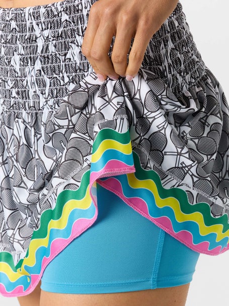 Lucky In Love Womens Long Tennis Hippy Smocked Skirt