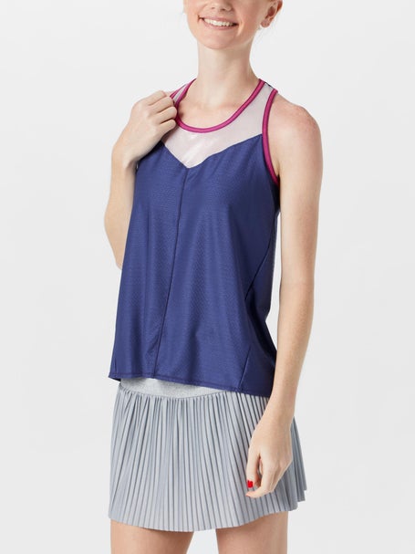 Lucky In Love Womens Berry Shimmer On Tie Back Tank