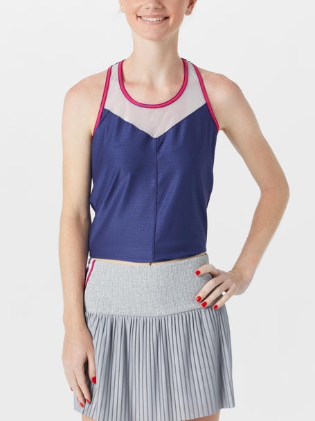 Lucky In Love Womens Berry Shimmer On Tie Back Tank