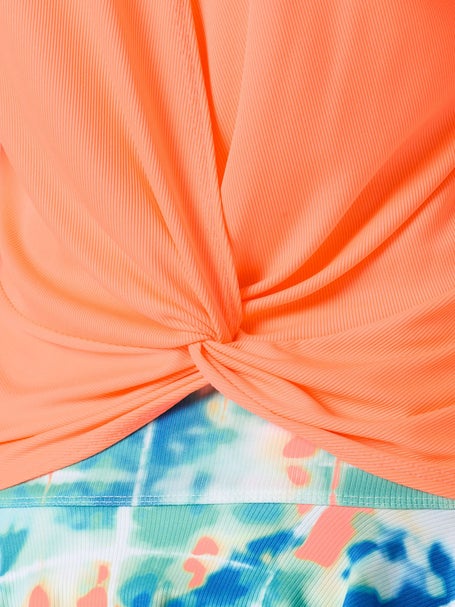 Lucky in Love Womens Waves Twist Back Rib Tank