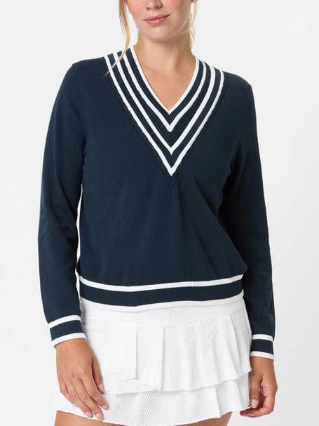 Lucky In Love Womens Victory V-Neck Sweater - Navy