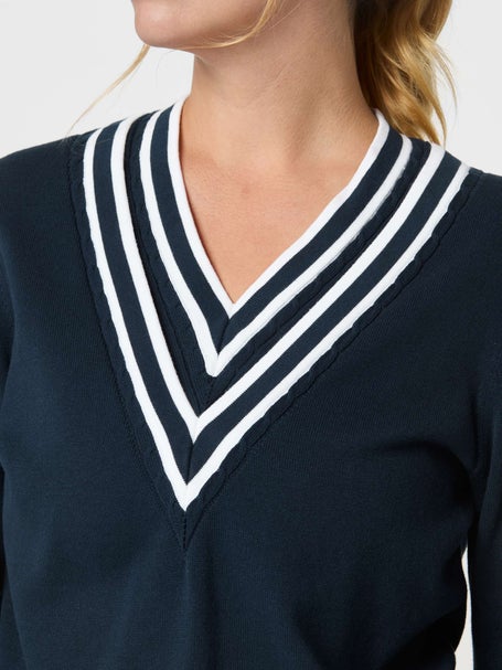 Lucky In Love Womens Victory V-Neck Sweater - Navy