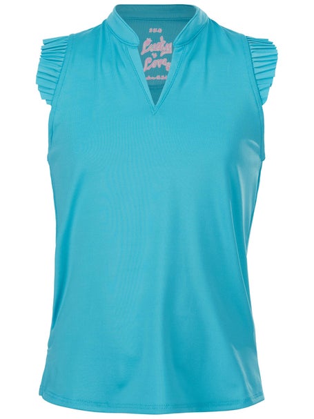 Lucky in Love Girls Pleat Me Up Tank - Ocean