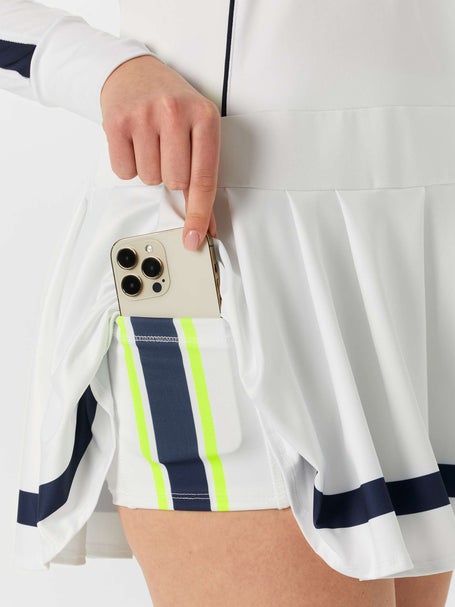 Lucky in Love Womens Fast Motion LS Dress-White/Navy