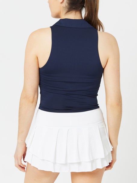 Lucky in Love Womens Hip Fit Polo Tank - Navy