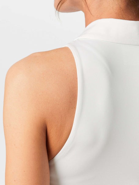 Lucky in Love Womens Hip Fit Polo Tank - White