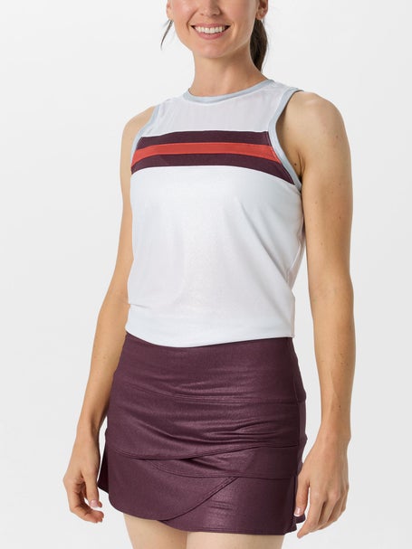 Lucky In Love Womens Metallic Stripe Tie Back Tank