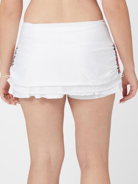 Lucky in Love Womens Palms Royale Stripe Ruche Skirt