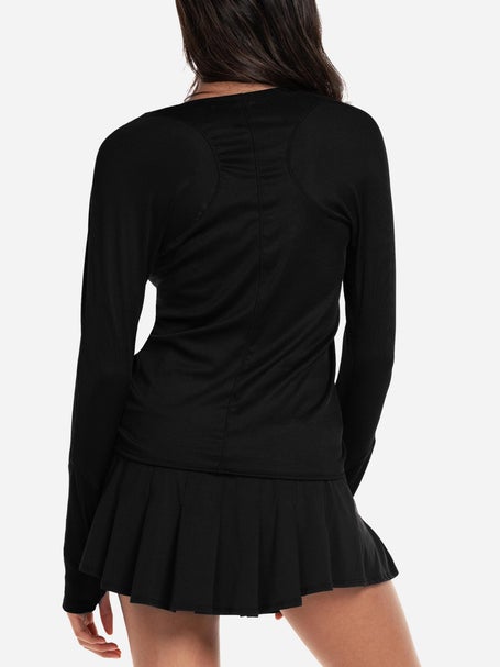 Lucky in Love Womens Wrap It Up Long Sleeve Top -Black