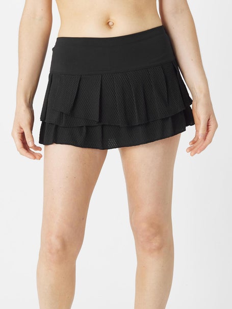 Lucky in Love Womens Core Pleat Tier Skirt - Black