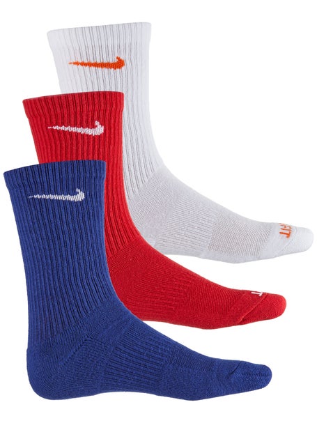 Nike Everyday Cushioned Crew Sock 3-Pack Rd/Wh/Bl