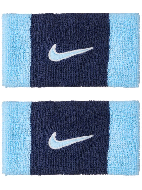 Nike Swoosh Doublewide Wristbands 2Pk Aquarius Blue/Nv
